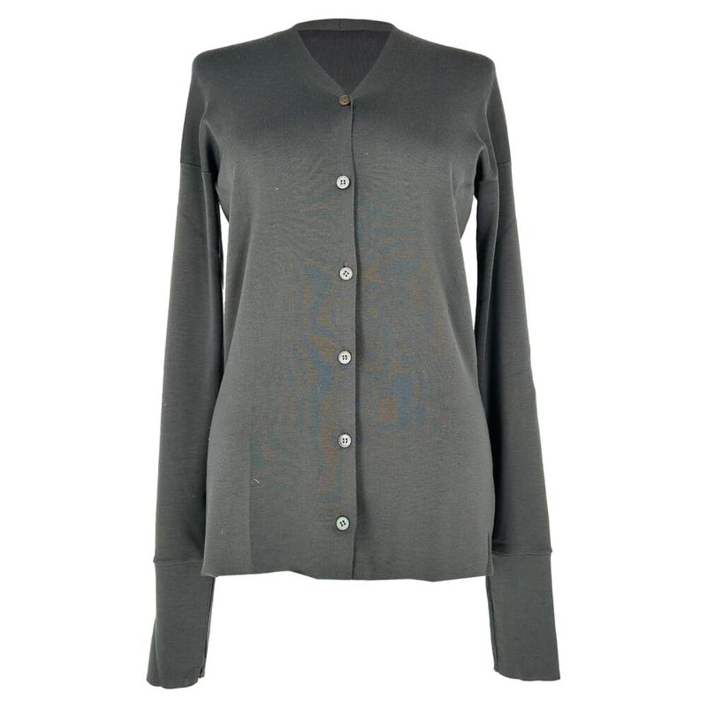 Jil Sander Button-Down Cardigan in Grey Wool